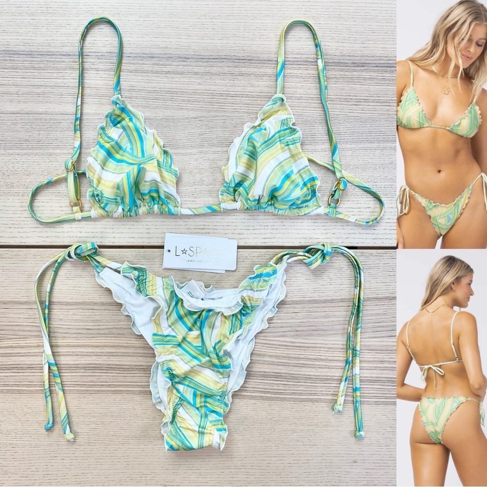 L*SPACE Over The Rainbow Bikini | Roger Bitsy Bottom + Maggie Top | Sz M